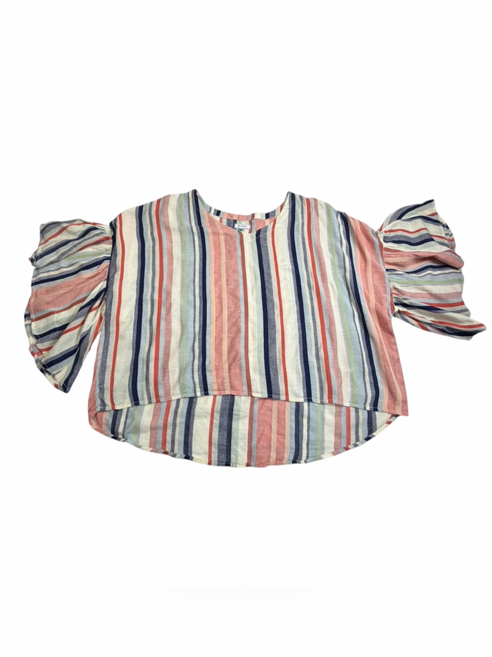 Susina Multicolor Striped Puff-Sleeve Blouse. Size 1X. Great for Fall!